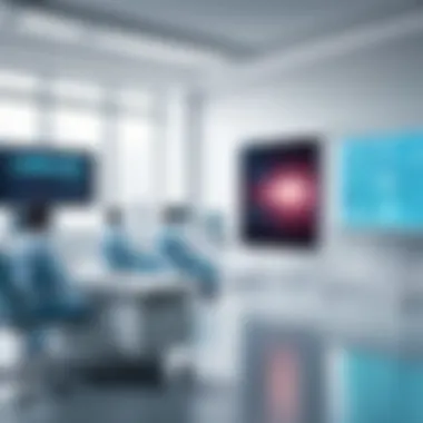 AI Integration in Hospital Scheduling A futuristic concept of AI integration in hospital scheduling systems.