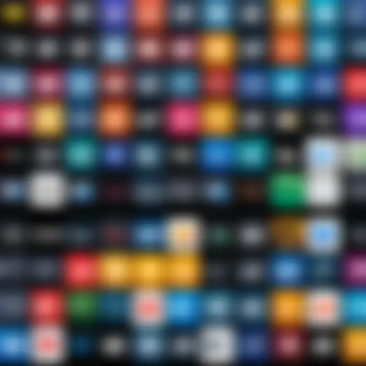 An array of video editing software logos displayed on a digital background