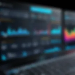 Visual representation of stock trading tracking software dashboard
