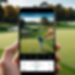 A golfer using a mobile app for reservations