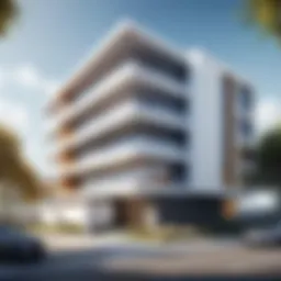 Digital rendering of a modern architectural design