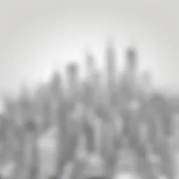 Minimalist line art representation of a vibrant city skyline