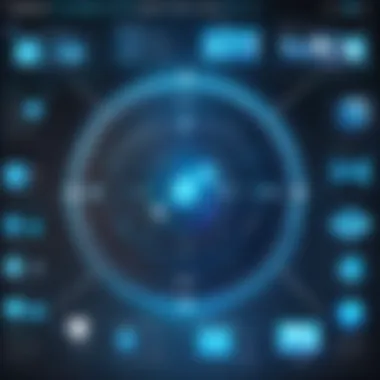 Diverse Applications of Object Recognition Technology A futuristic interface displaying multiple applications of object recognition technology in various industries.
