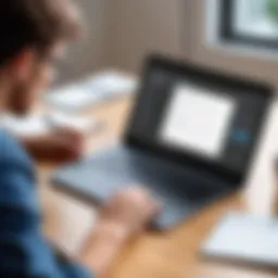 Student using note-taking software on a laptop