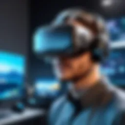 A user immersed in a virtual reality gaming environment