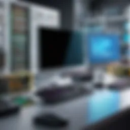 A vibrant display of computer components and accessories in a modern shop