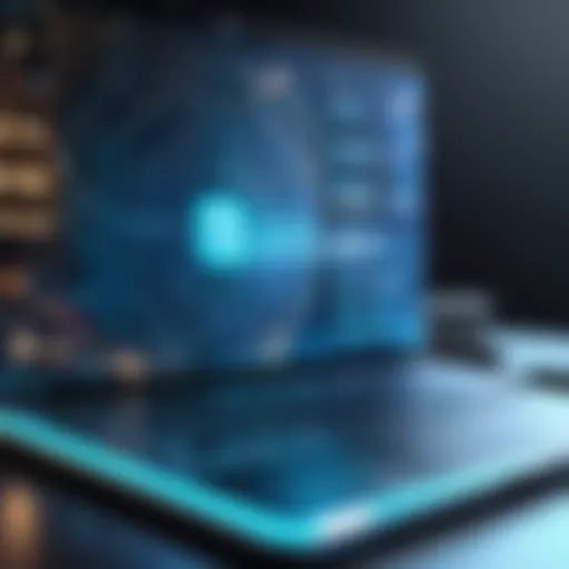 A high-tech interface displaying blockchain technology.
