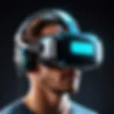Virtual reality headset with glowing interface