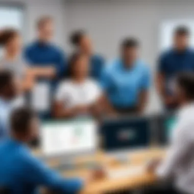 Empowering Workforce Development A diverse group engaged in a training session
