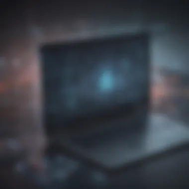 Fortifying Cybersecurity with Virtual Barriers Illustration depicting a virtual barrier protecting a computer from cyber threats