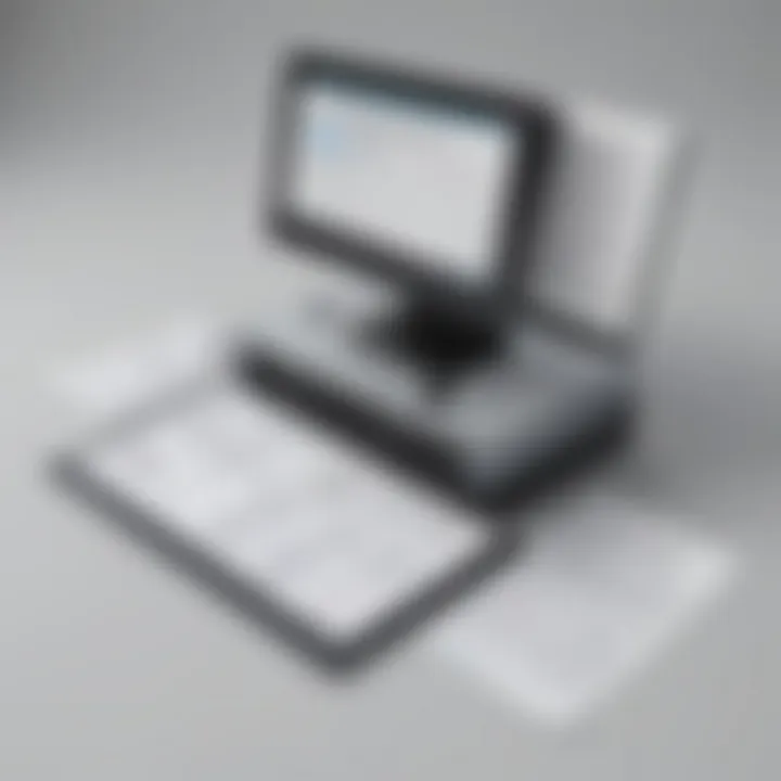 Desk scanner displaying high-resolution scanned documents