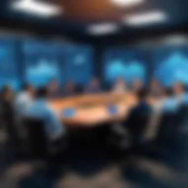 A corporate team discussing security strategies in a boardroom