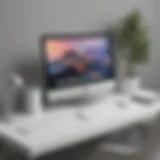 Elegant minimalist workspace with a Mac computer