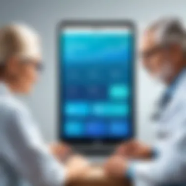 Patients Engaging with Scheduling Applications Patients using a mobile app to check their appointment schedules effortlessly.