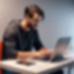 Illustration of a person with a laptop solving Gmail account recovery issue