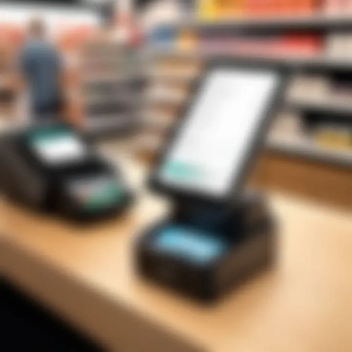 A mobile register system in action at a busy retail location.