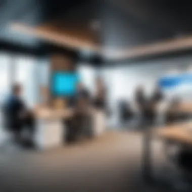 Dynamic Collaboration Space Business professionals collaborating in a Regus serviced office environment