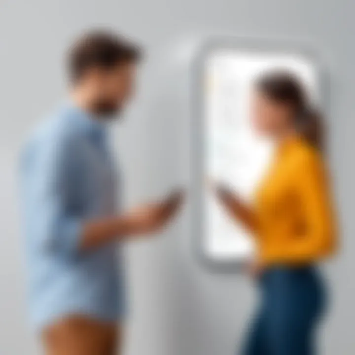 Couple discussing their schedules using an app