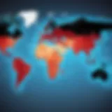 Global map highlighting major headhunting firms