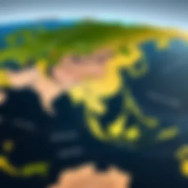 Global Shipping Routes and Trade Dynamics A global map highlighting major shipping routes and ports.