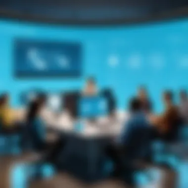 Graphic representation of collaboration features within Microsoft 365 Publisher.
