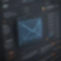 A futuristic email inbox interface
