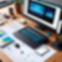 A vibrant Vistaprint design interface showcasing various design tools and templates.