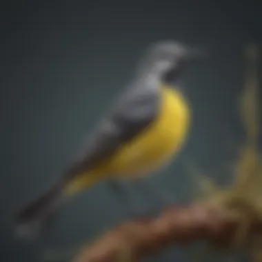Feathered Splendor: Wagtail's Ornate Plumage Wagtail Displaying Intricate Feathers