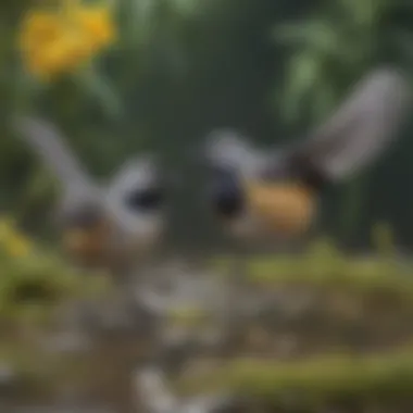 Dance of Romance: Wagtail's Courtship Rituals Wagtail Engaging in Intricate Courtship Dance